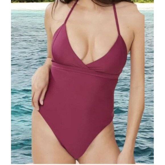 Andie Other - Nwt ANDIE SWIM The Lagos One Piece Swim Suit New Large Plum Color Padded 1A